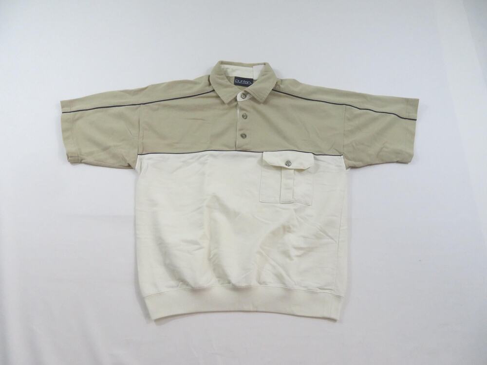 Mens Polo Shirt, Puritan, Beige White, Sz M? 1990s